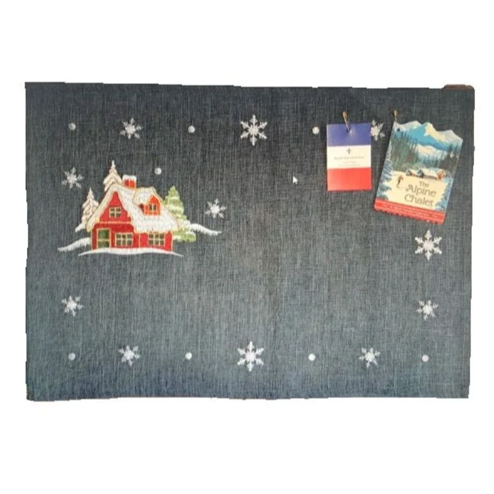 Rolande du Dreuilh Embroidered Placemats Set of 4 The Alpine Chalet Gray French